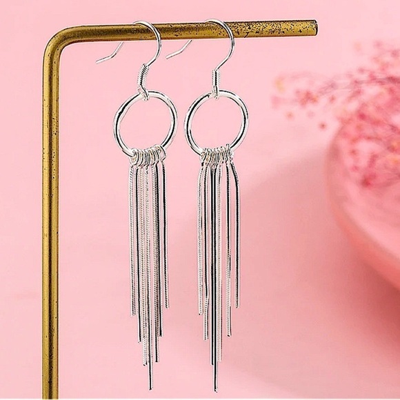 Tassel Sterling Silver Necklace Earrings Matching Set - Picture 4 of 9